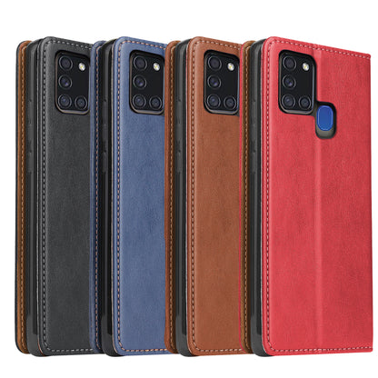 PU Leather Galaxy A21s Case Wallet Stand Texture Deluxe