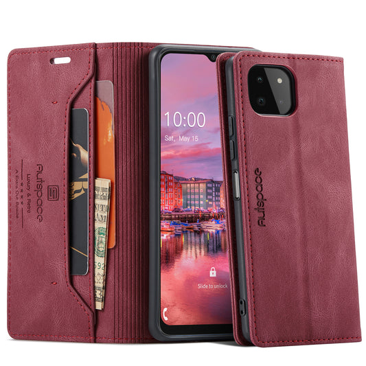 Luxury Retro Leather Galaxy A22 Case Magnetic Buckle RFID