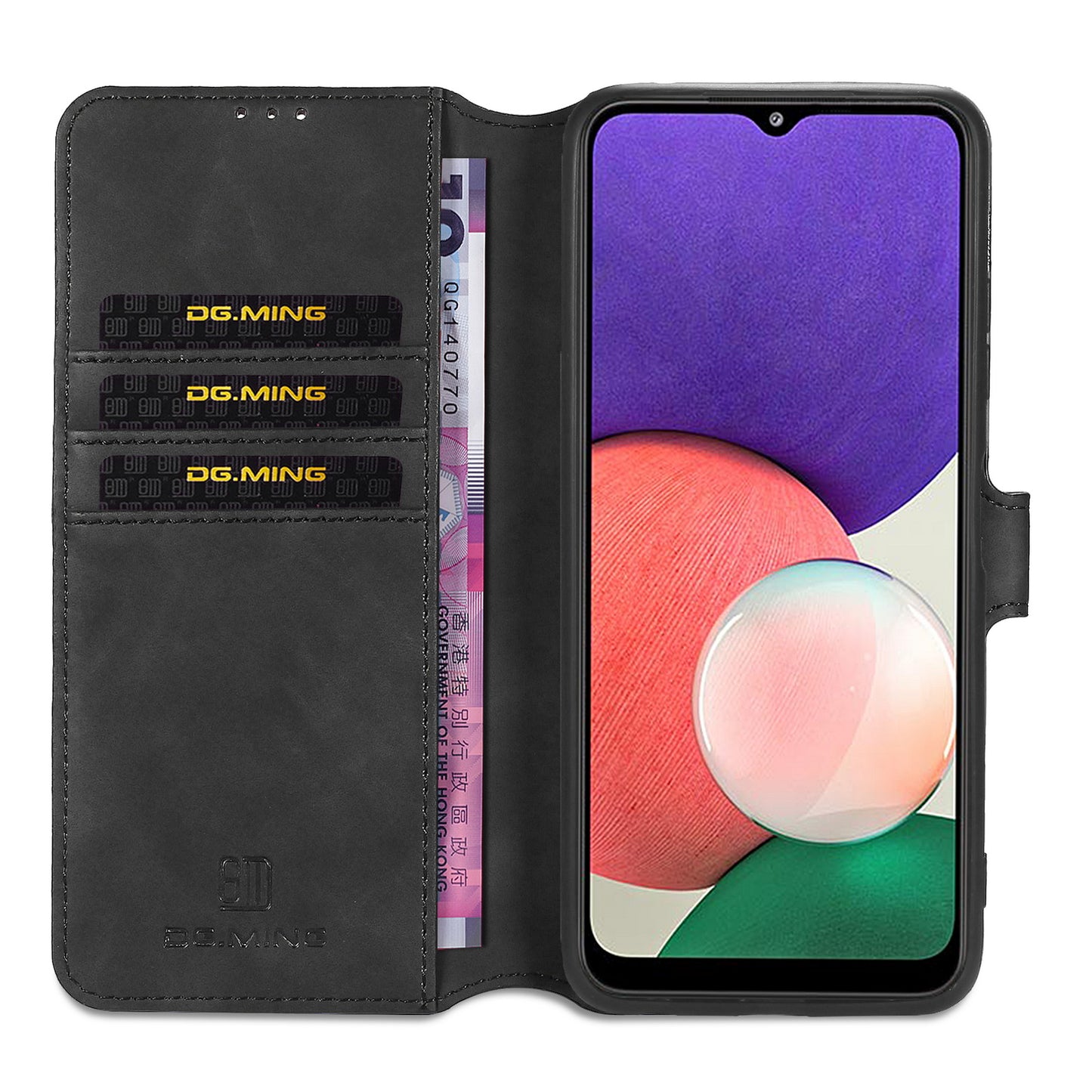 Retro Leather Edge Galaxy A22 Case with Hand Strap