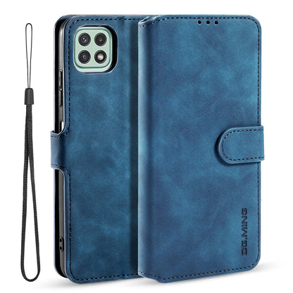 Retro Leather Edge Galaxy A22 Case with Hand Strap