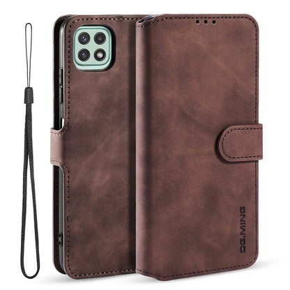 Retro Leather Edge Galaxy A22 Case with Hand Strap