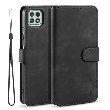 Retro Leather Edge Galaxy A22 Case with Hand Strap