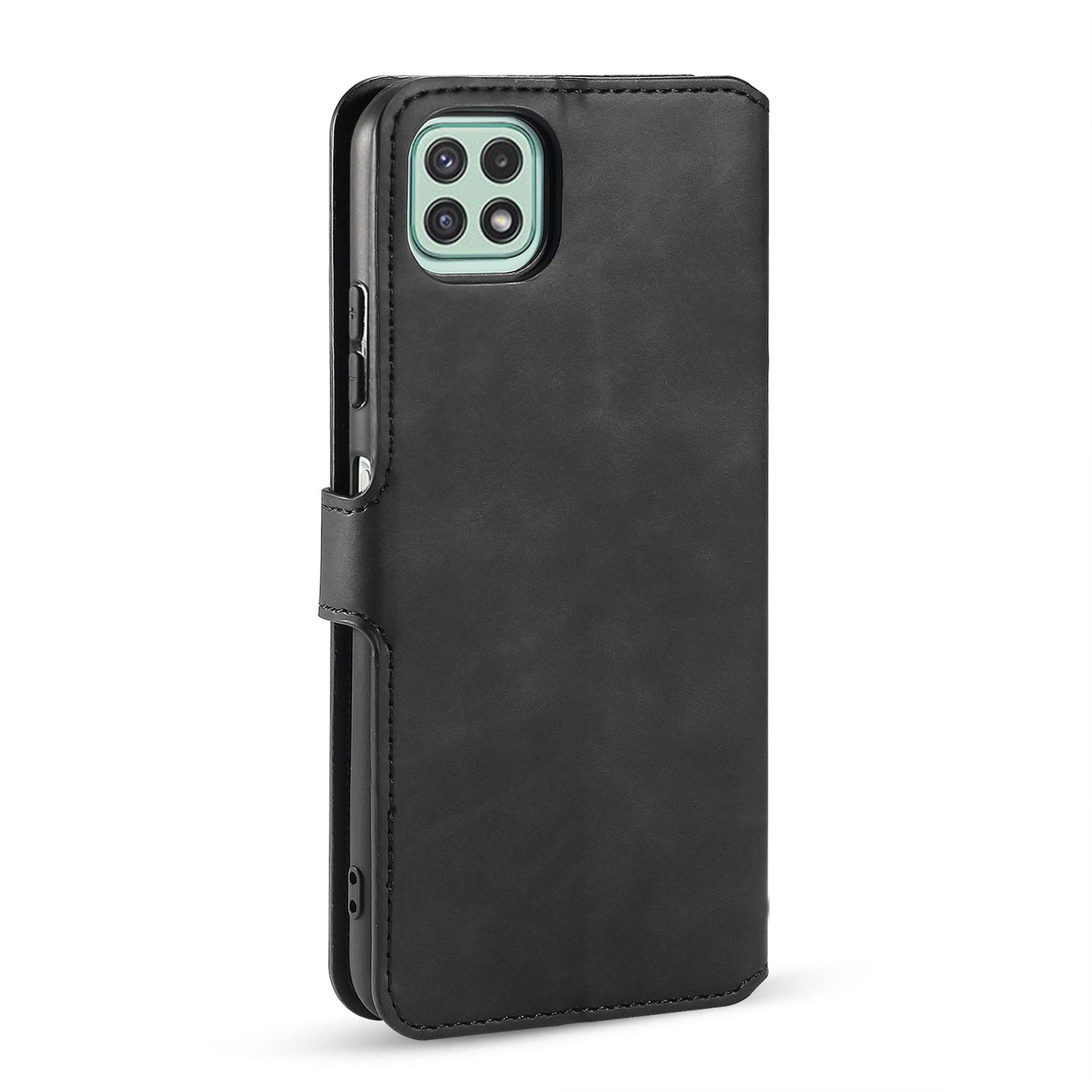 Retro Leather Edge Galaxy A22 Case with Hand Strap