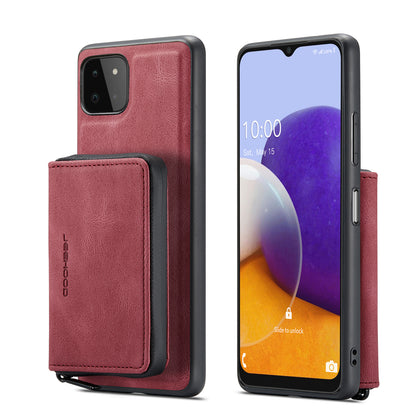 Magnetic Removable Zipper Wallet Galaxy A22 Case Leather Back