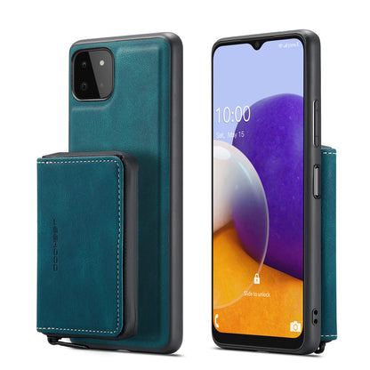 Magnetic Removable Zipper Wallet Galaxy A22 Case Leather Back