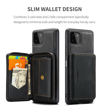 Magnetic Removable Zipper Wallet Galaxy A22 Case Leather Back