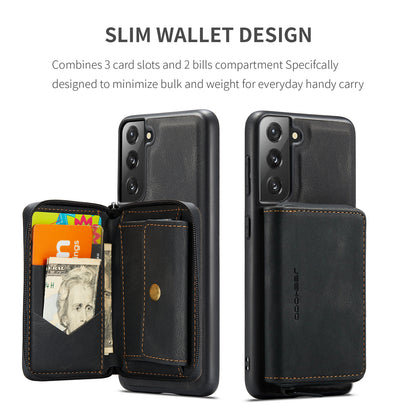 Magnetic Removable Zipper Wallet Galaxy S22+ Case Leather Back