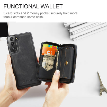 Magnetic Removable Zipper Wallet Galaxy S22 Case Leather Back