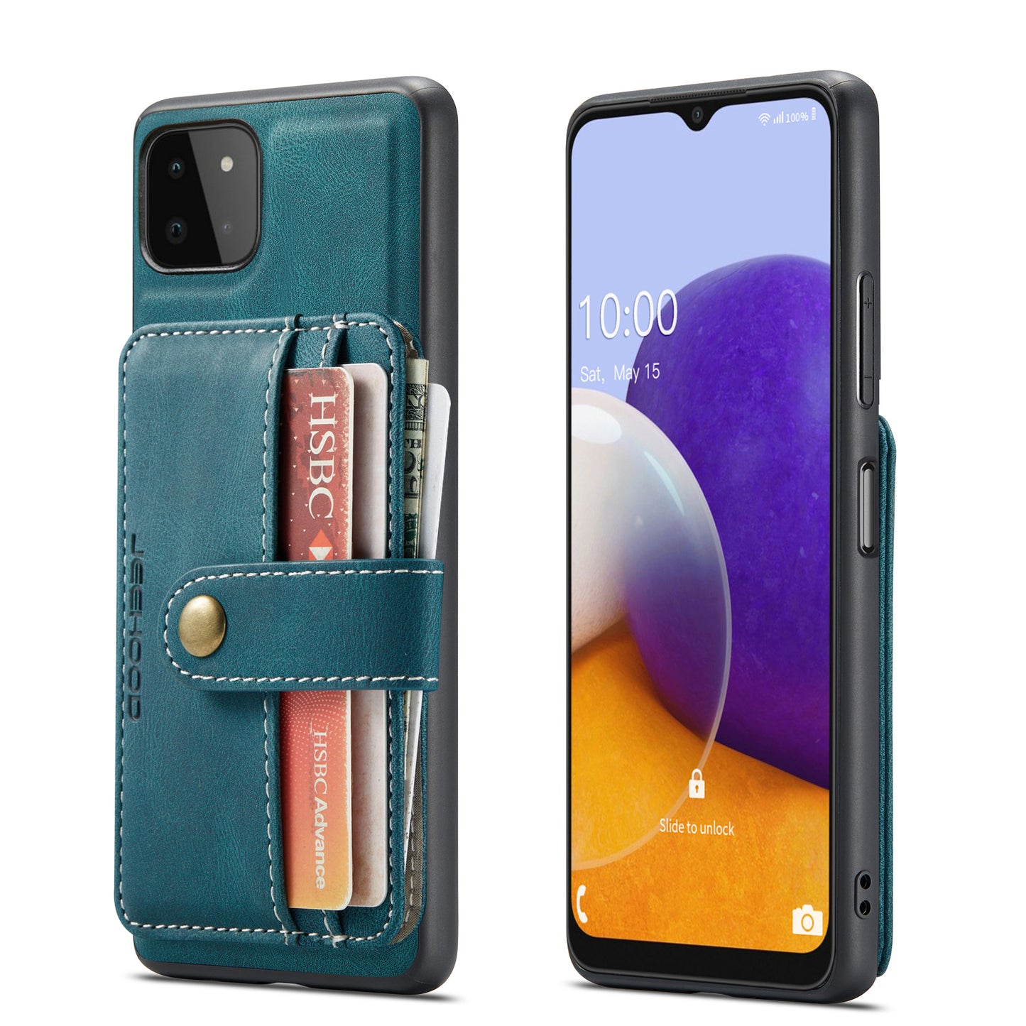 Powerful Magnetic Card Holder Galaxy A22 Case Detachable