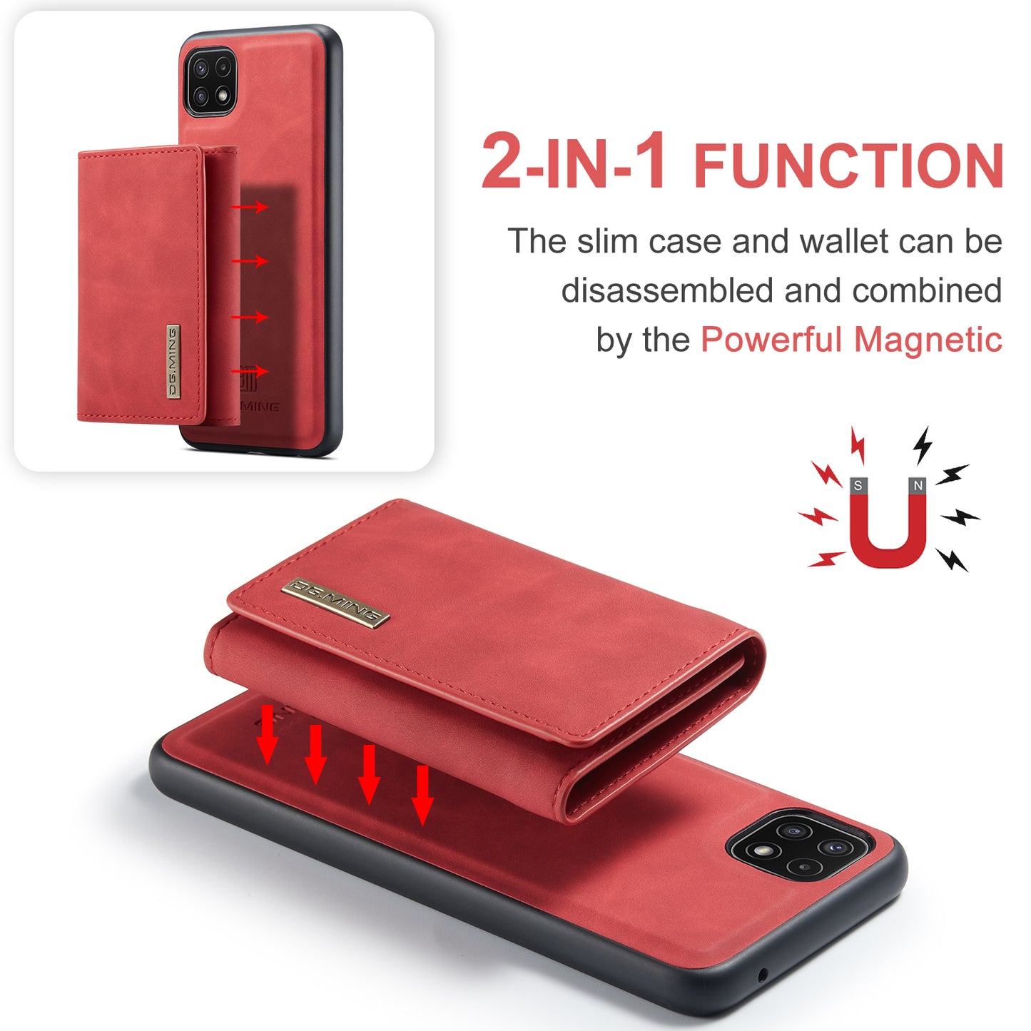 Retro Detachable Fold Wallet Galaxy A22s Case Magnetic Clip