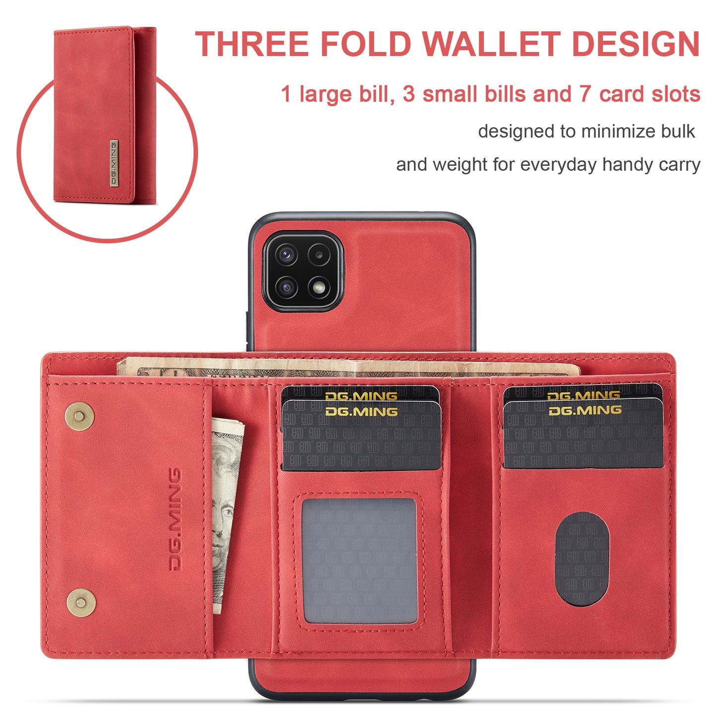 Retro Detachable Fold Wallet Galaxy A22s Case Magnetic Clip