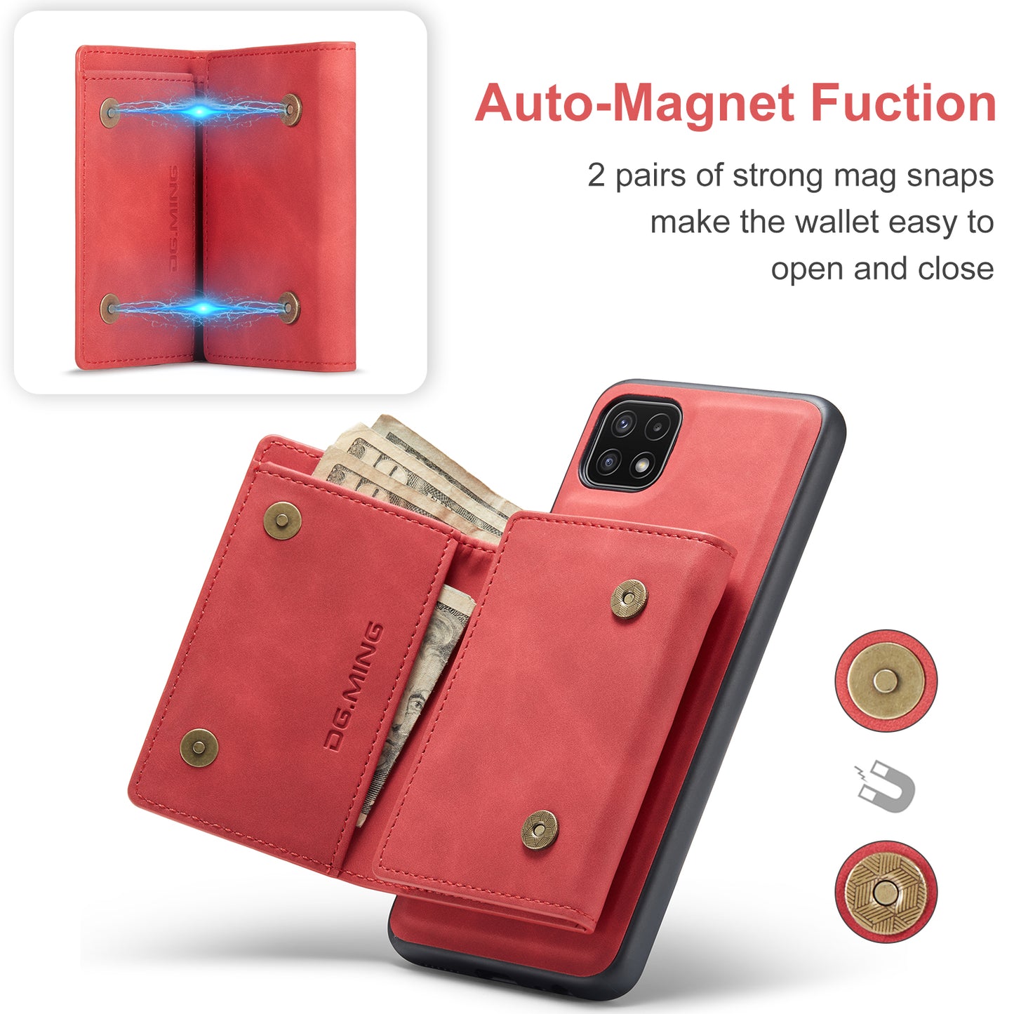 Retro Detachable Fold Wallet Galaxy A22s Case Magnetic Clip