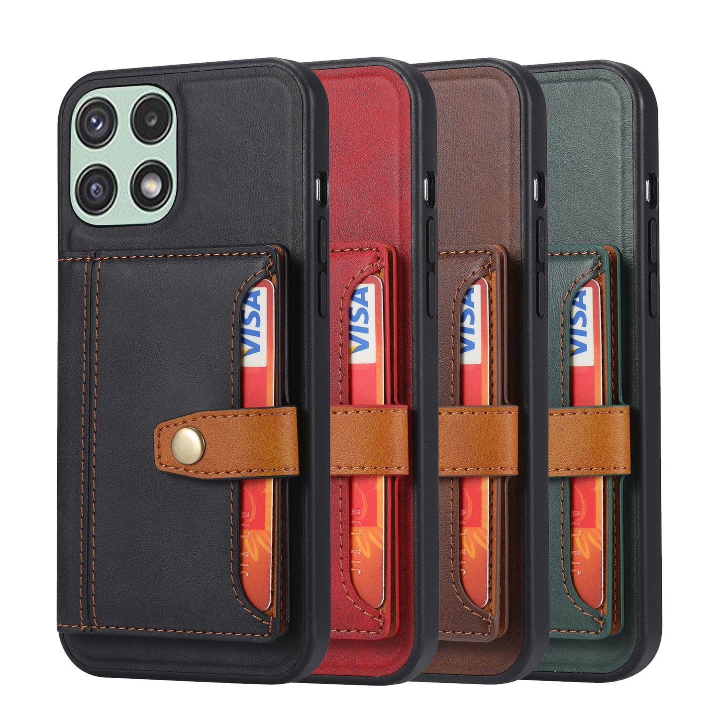 Buckle Retro Leather Galaxy A22 Case Stand Multi-card Slots