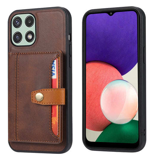 Buckle Retro Leather Galaxy A22 Case Stand Multi-card Slots