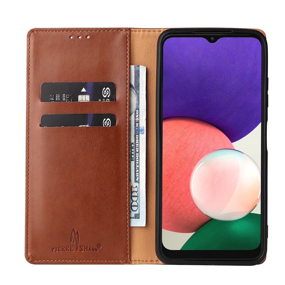 PU Leather Galaxy A22s Case Wallet Stand Texture Deluxe