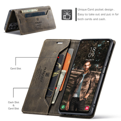 Luxury Retro Leather Galaxy A23 Case Magnetic Buckle RFID