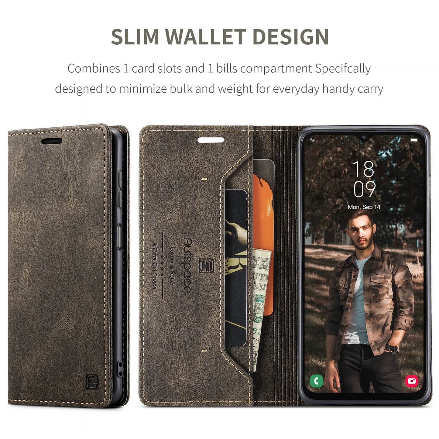 Luxury Retro Leather Galaxy A23 Case Magnetic Buckle RFID