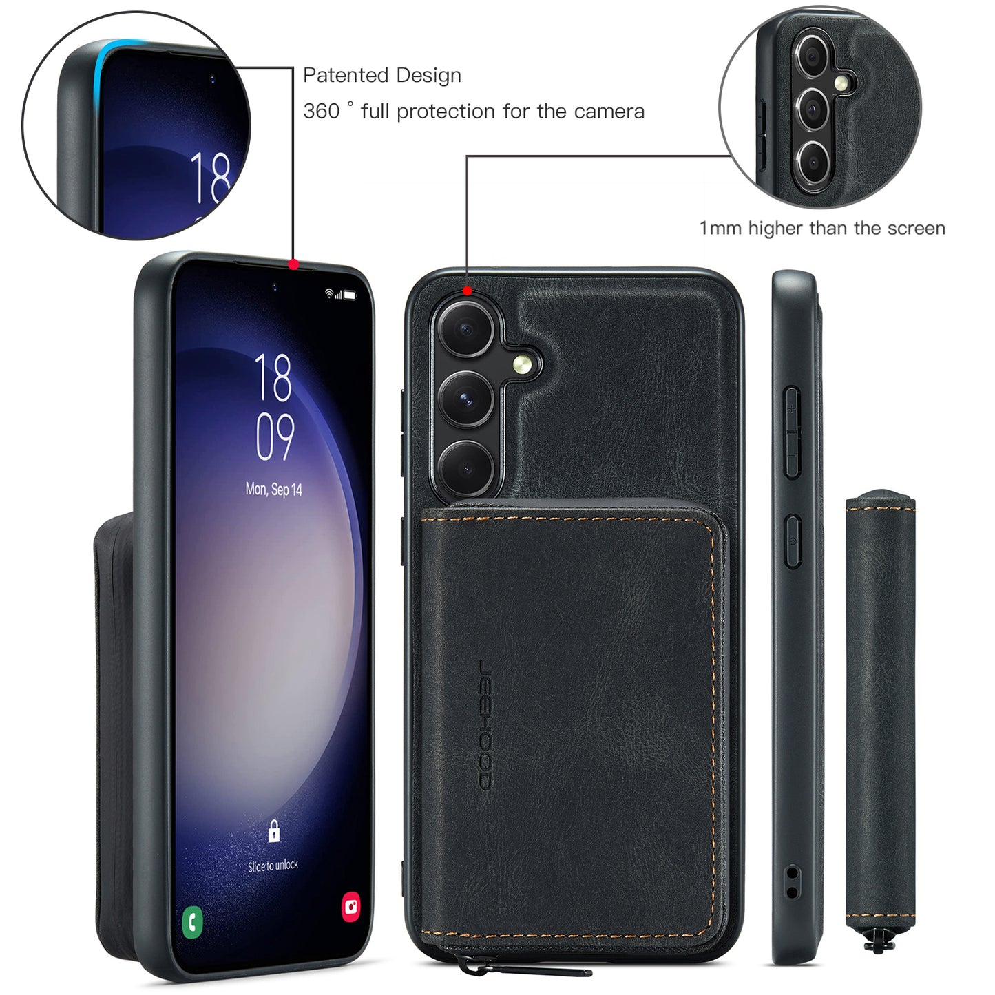 Magnetic Removable Zipper Wallet Galaxy S23 FE Case Leather Back