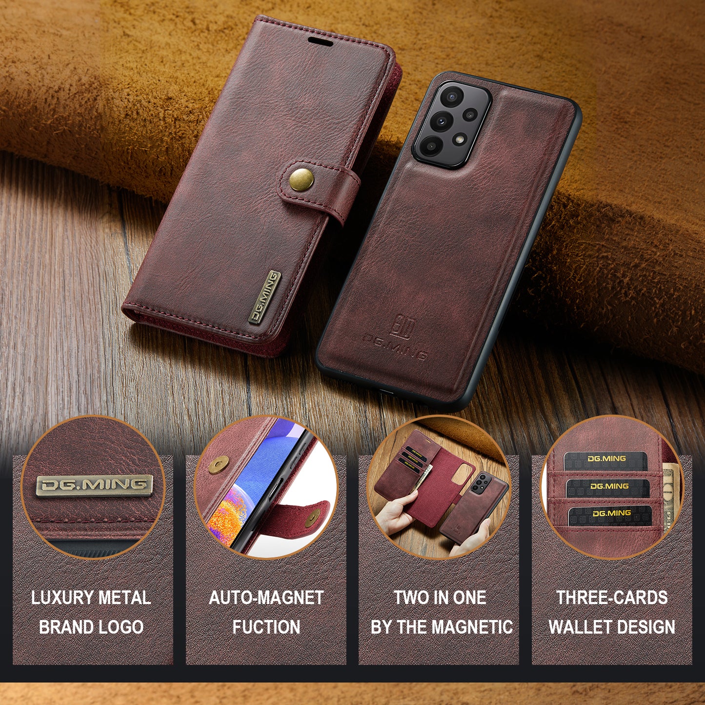 Wallet Detachable 2 In 1 Buckle Galaxy A23 Case Magnetic