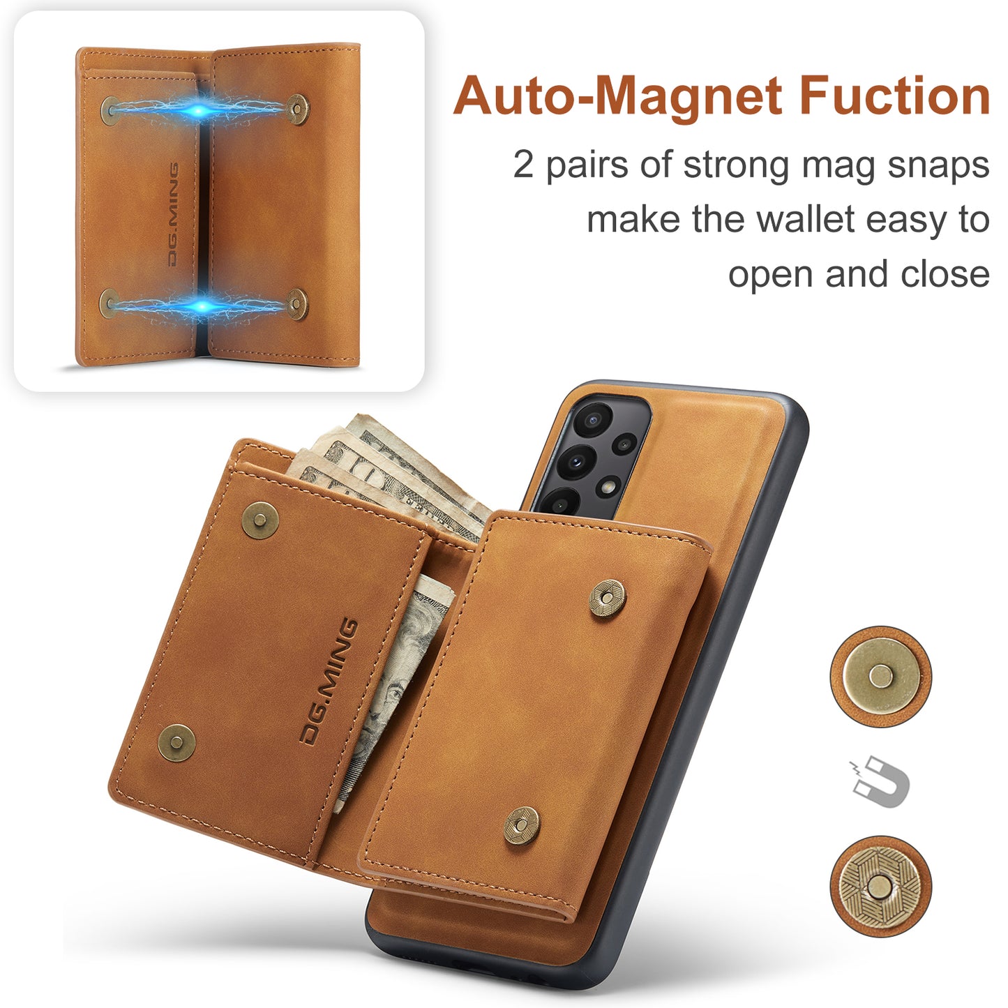 Retro Detachable Fold Wallet Galaxy A23 Case Magnetic Clip