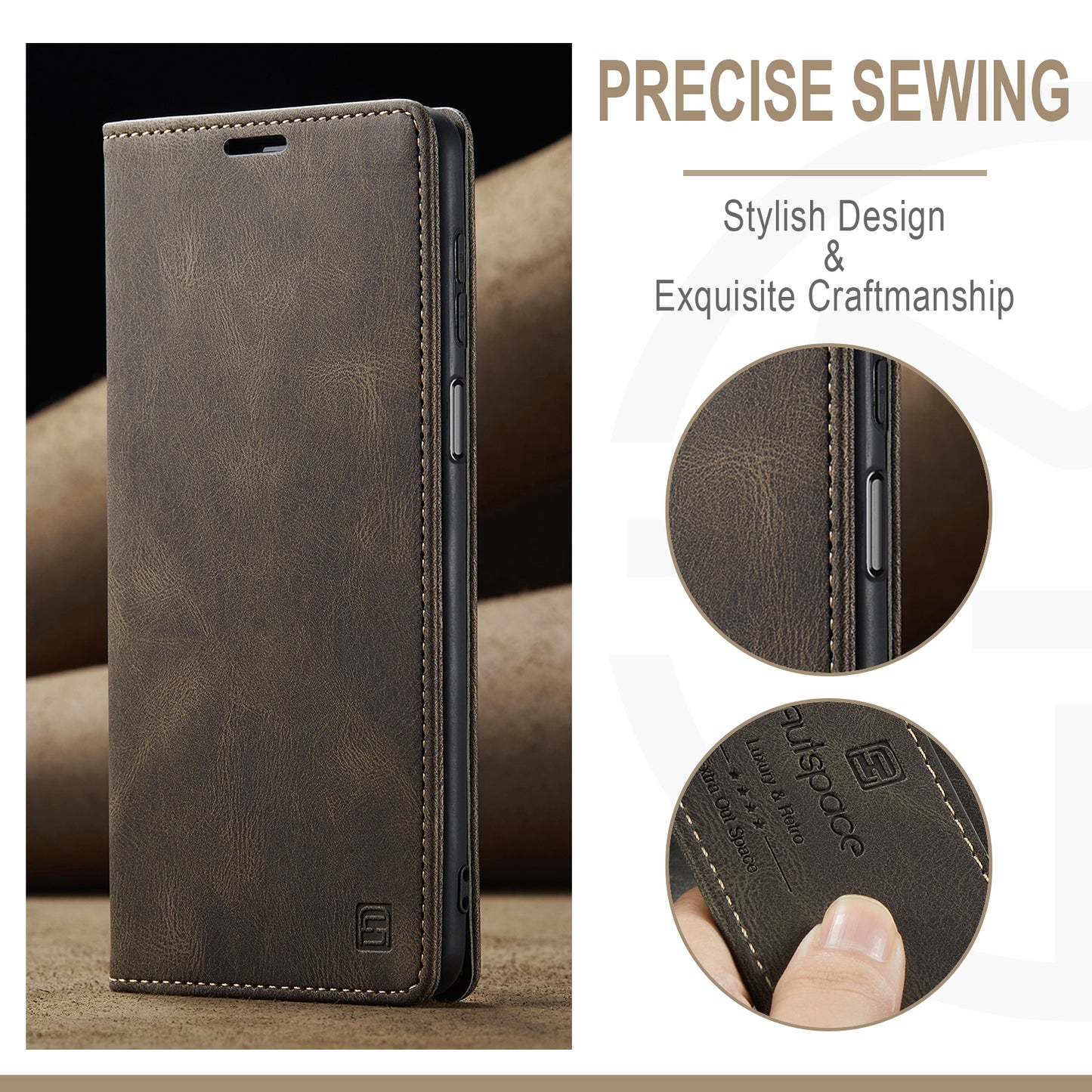 Luxury Retro Leather Galaxy A24 Case Magnetic Buckle RFID