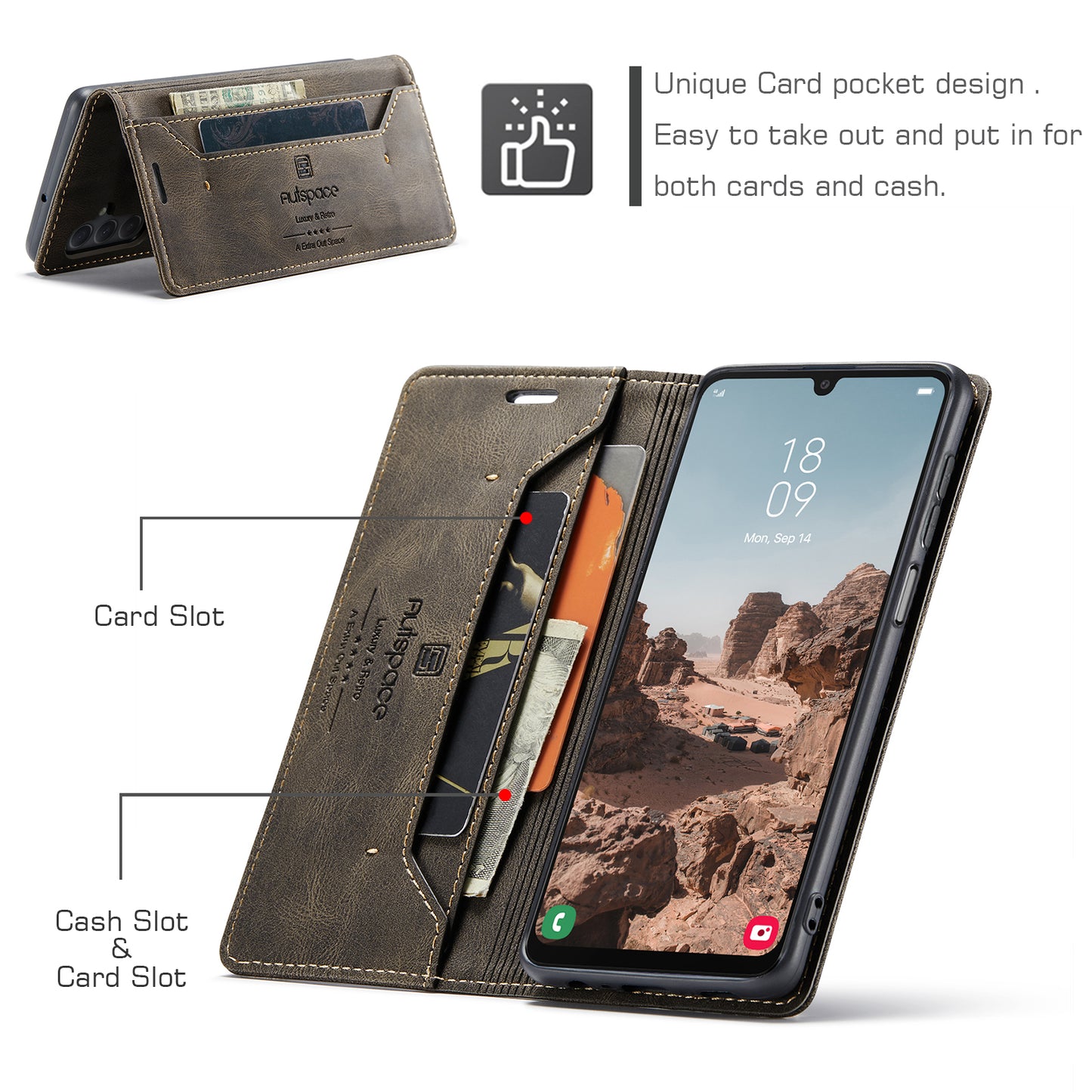 Luxury Retro Leather Galaxy A24 Case Magnetic Buckle RFID