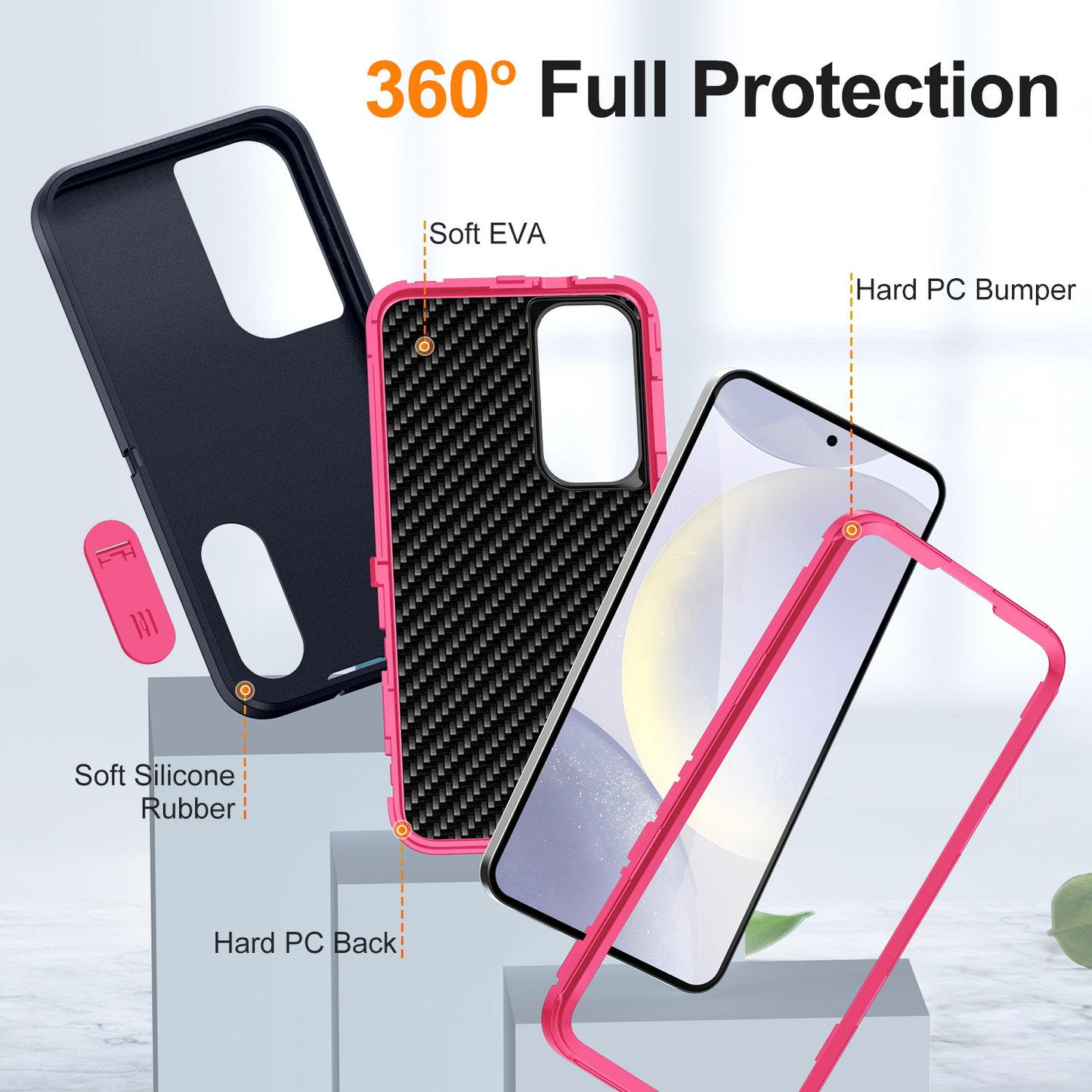 Defender Galaxy S24+ Case Rotating Ring Stand