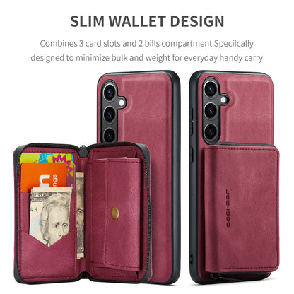 Magnetic Removable Zipper Wallet Galaxy S24 FE Case Leather Back