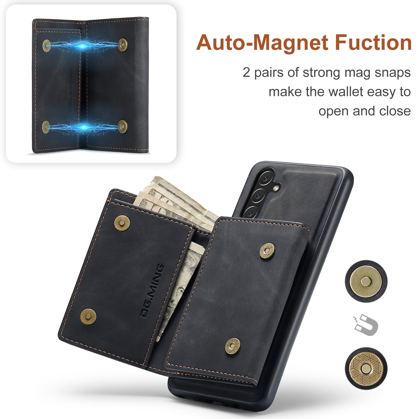 Retro Detachable Fold Wallet Galaxy A24 Case Magnetic Clip