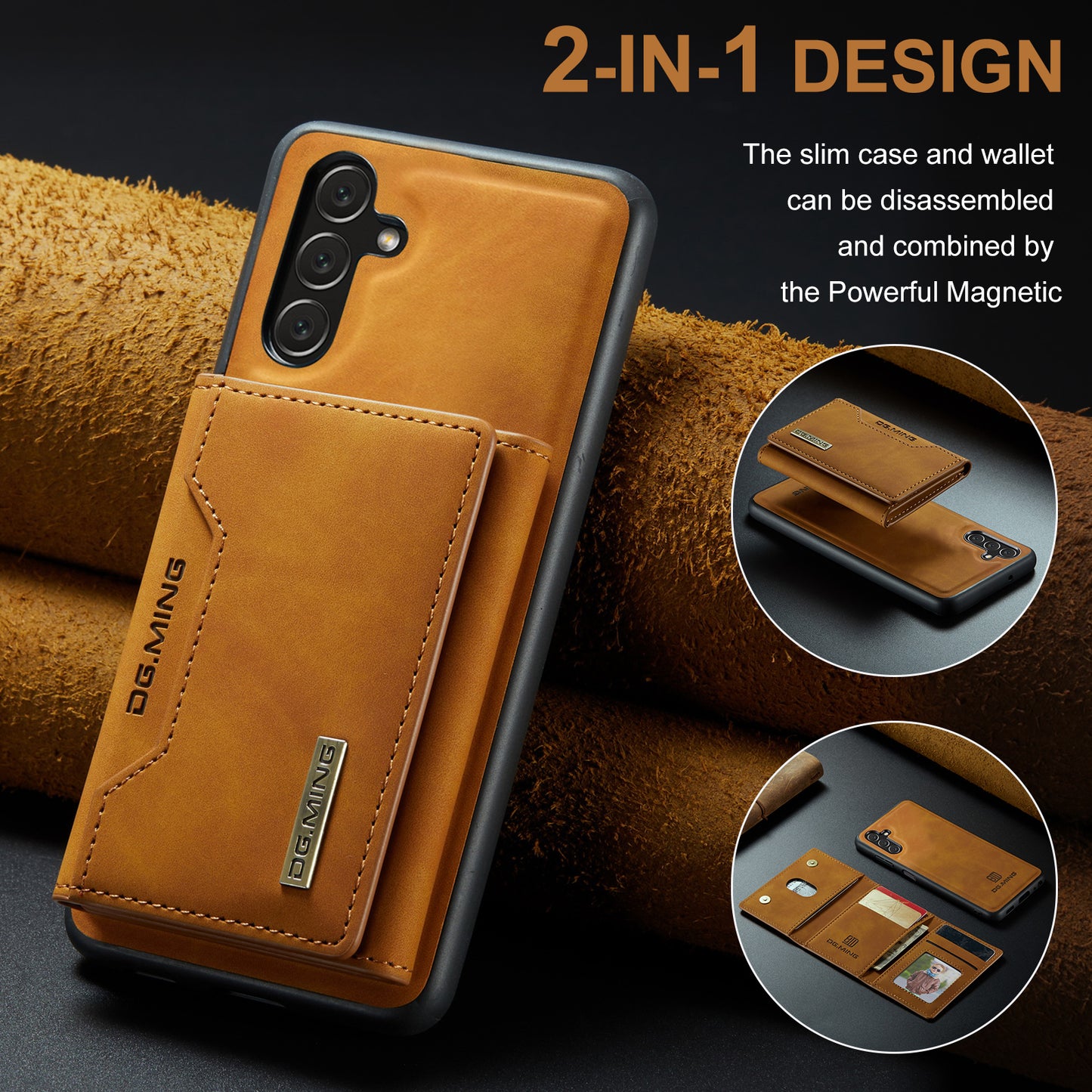 Retro Detachable Fold Card Holder Galaxy A24 Case Magnetic Clip