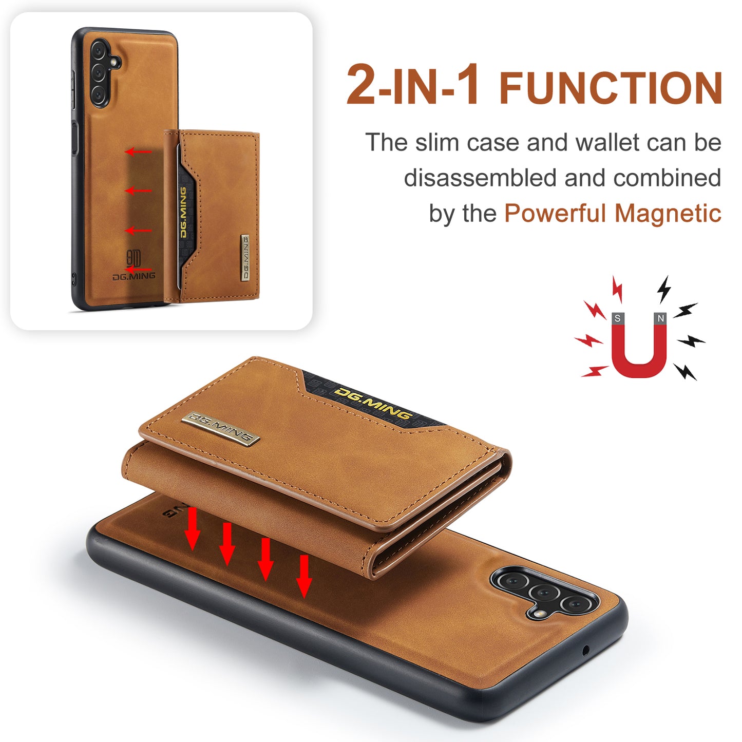 Retro Detachable Fold Card Holder Galaxy A24 Case Magnetic Clip