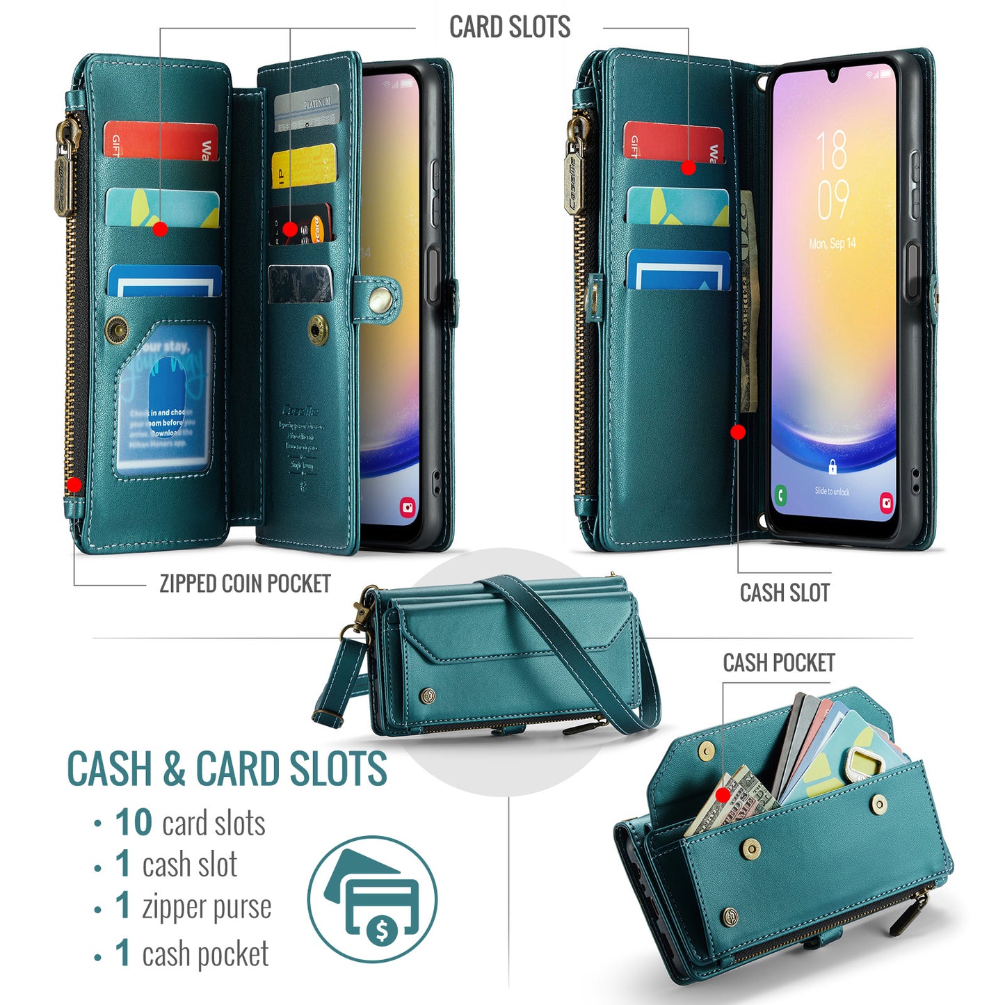 Women Shoulder Bag Samsung Galaxy A25 Case Card Slots Buckle Pockets