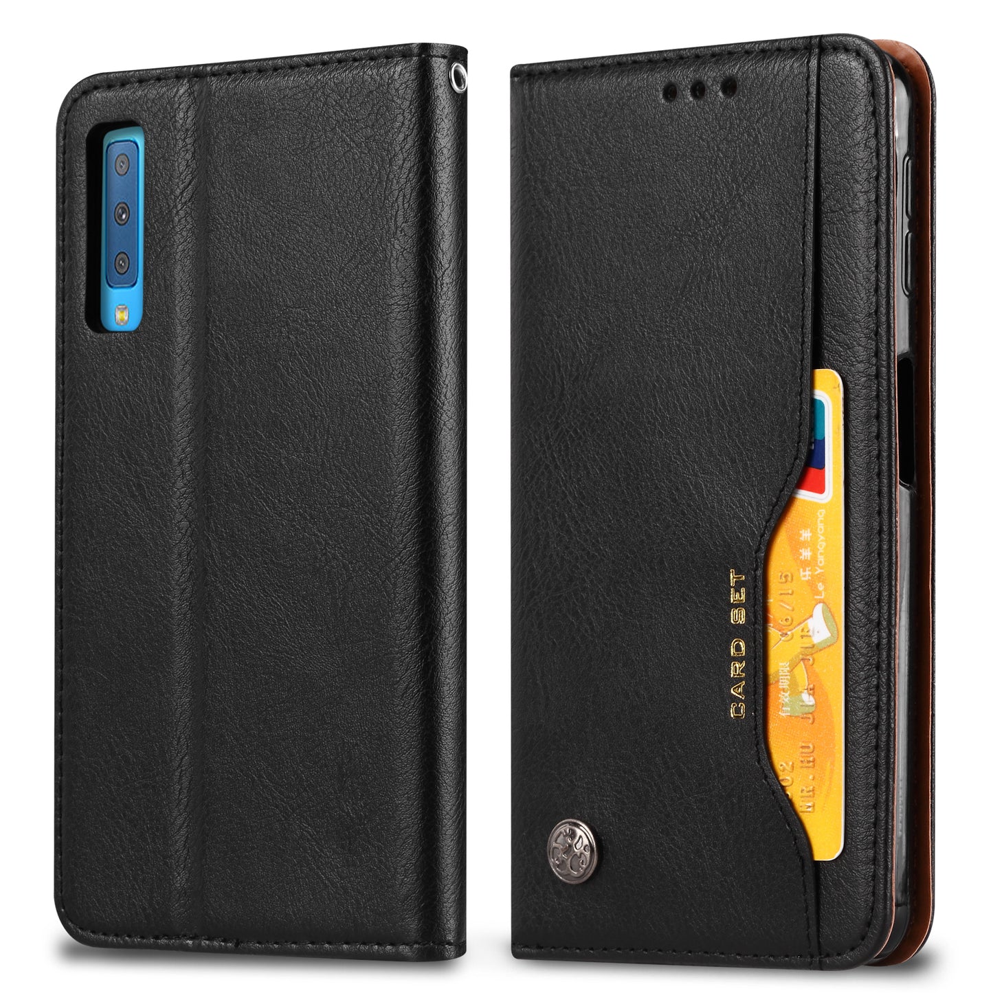 Classical Knead Leather Galaxy A30s Case with Notes Pocket