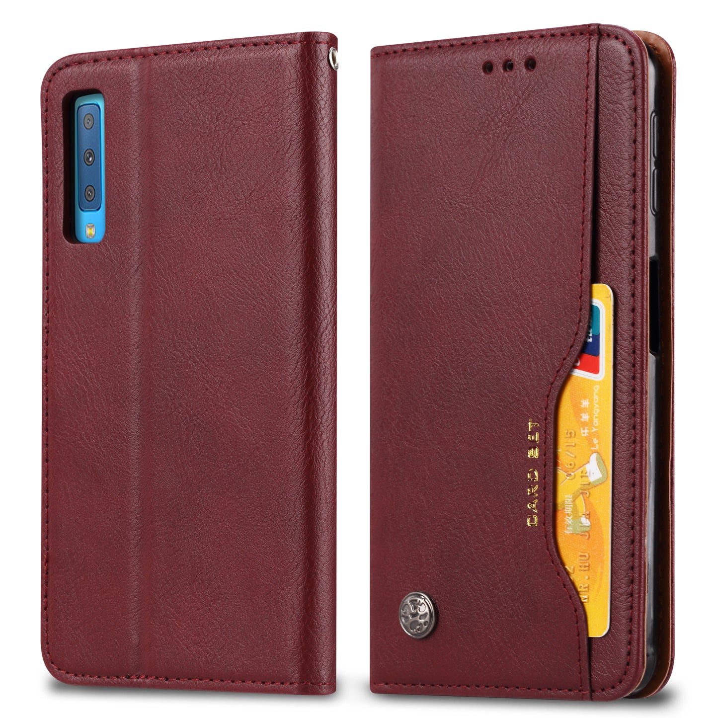 Classical Knead Leather Galaxy A50 Case with Notes Pocket