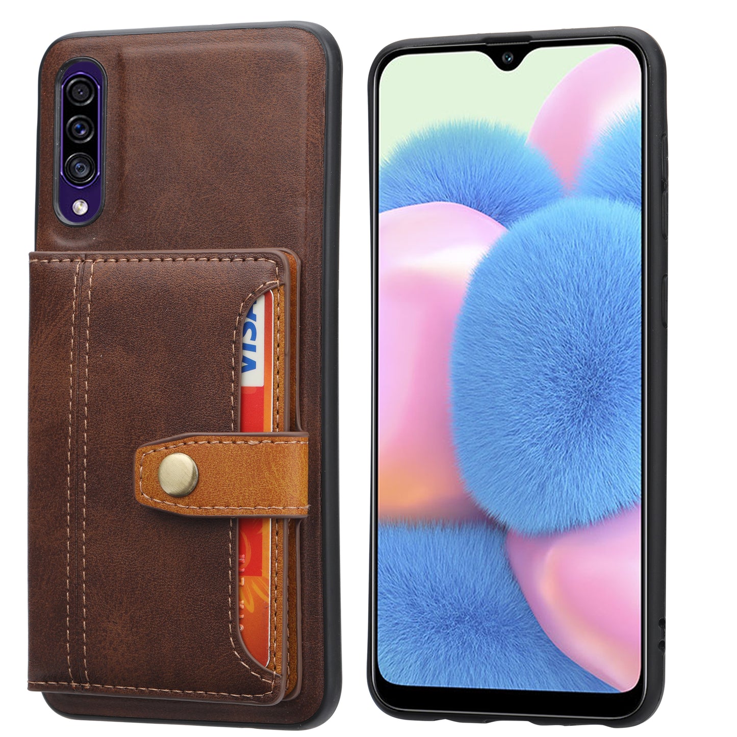 Buckle Retro Leather Galaxy A30s Case Stand Multi-card Slots