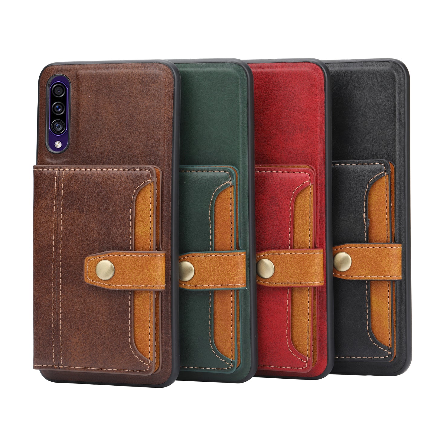 Buckle Retro Leather Galaxy A30s Case Stand Multi-card Slots