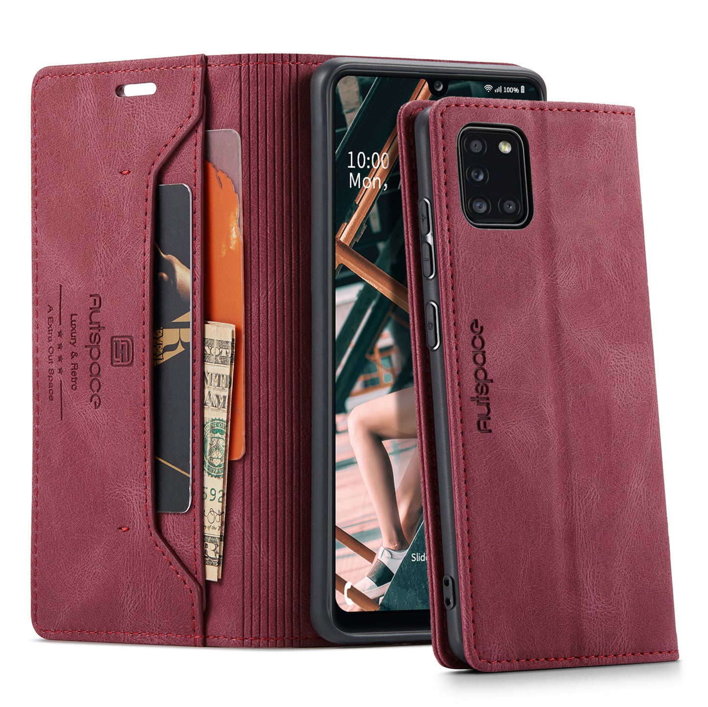 Luxury Retro Leather Galaxy A31 Case Magnetic Buckle RFID