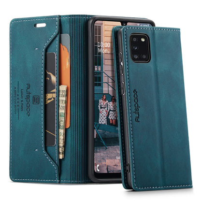 Luxury Retro Leather Galaxy A31 Case Magnetic Buckle RFID