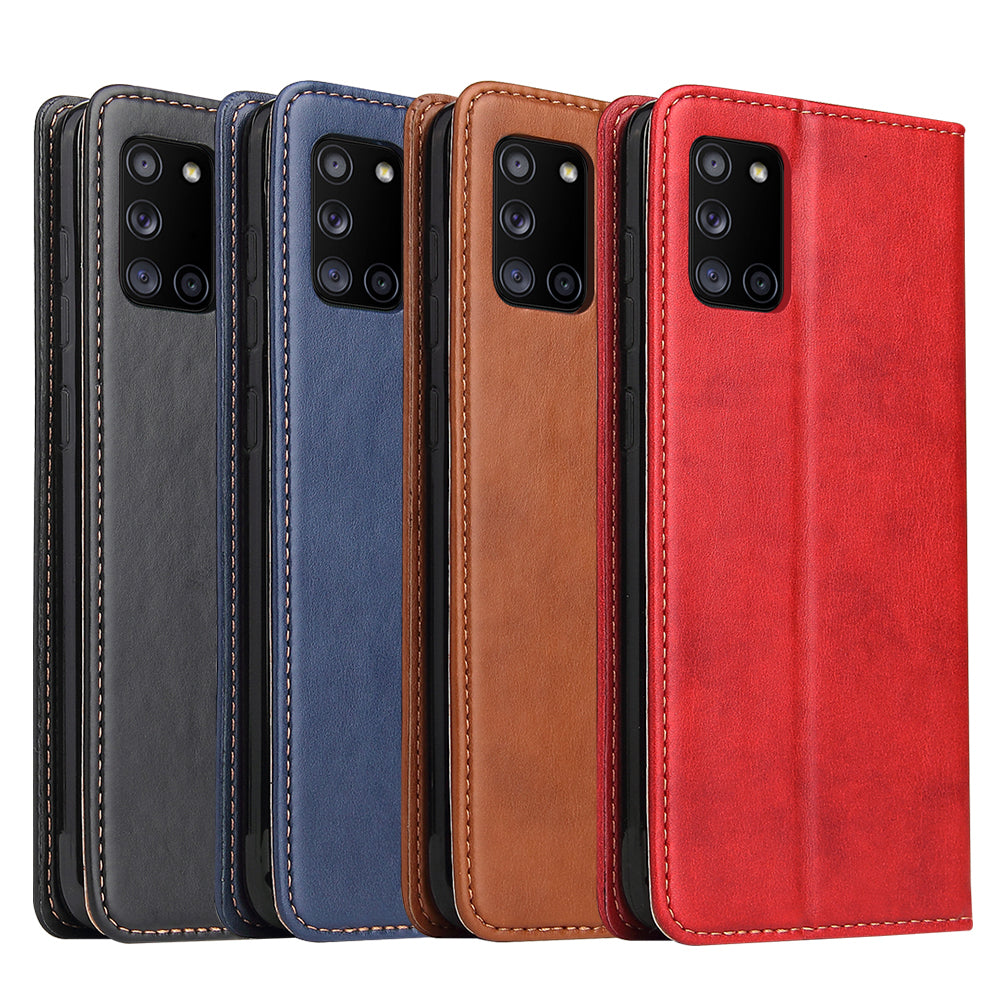 PU Leather Galaxy A31 Case Wallet Stand Texture Deluxe