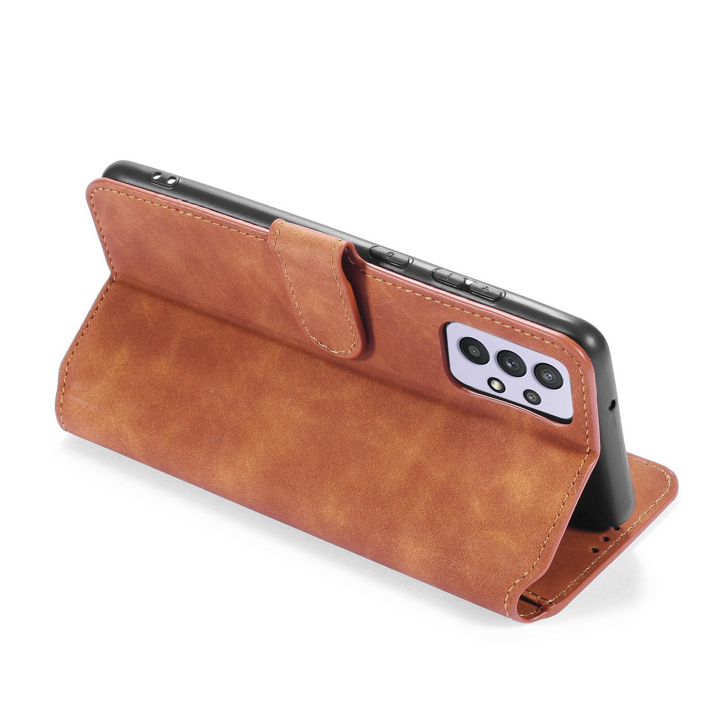 Retro Leather Edge Galaxy A32 Case with Hand Strap