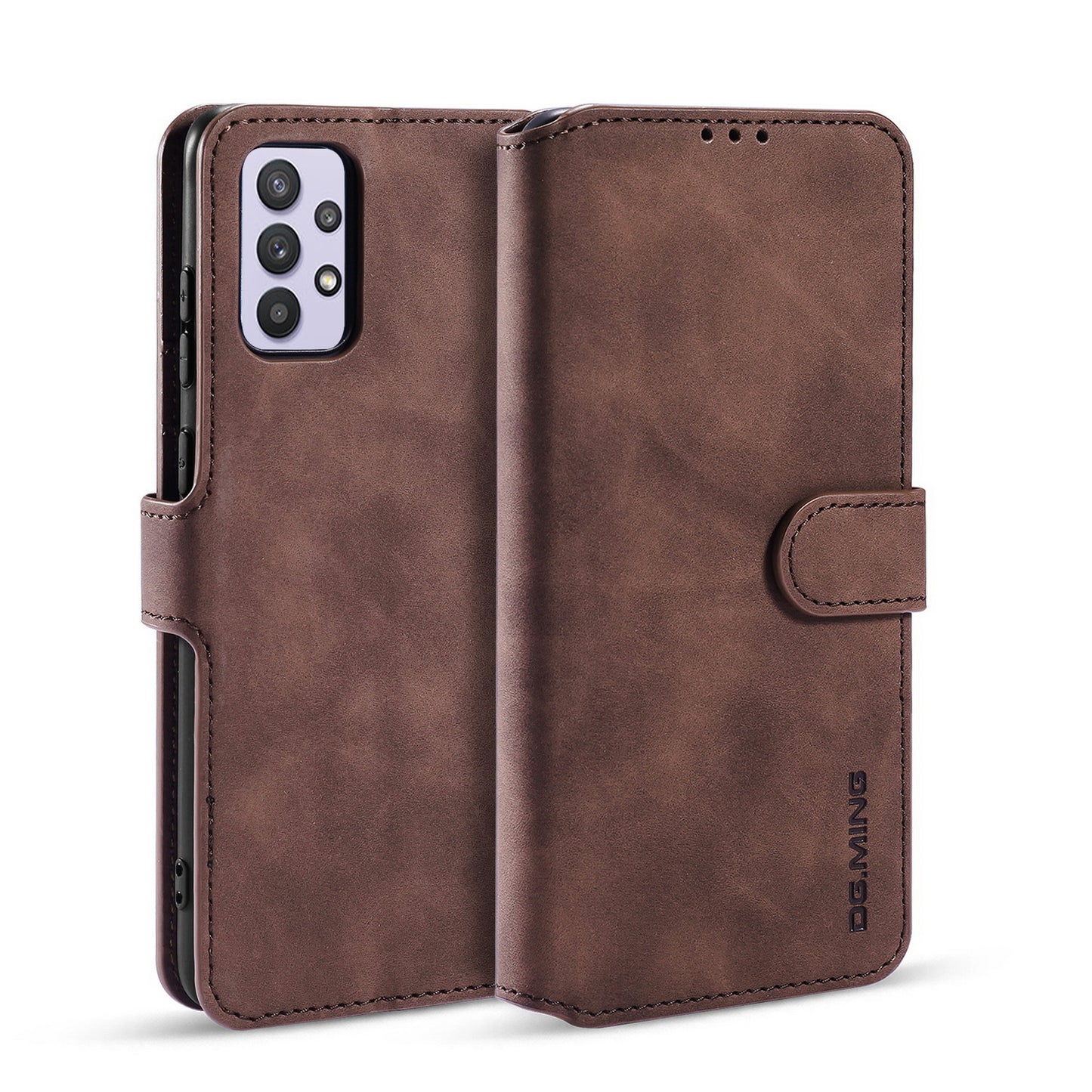 Retro Leather Edge Galaxy A32 Case with Hand Strap