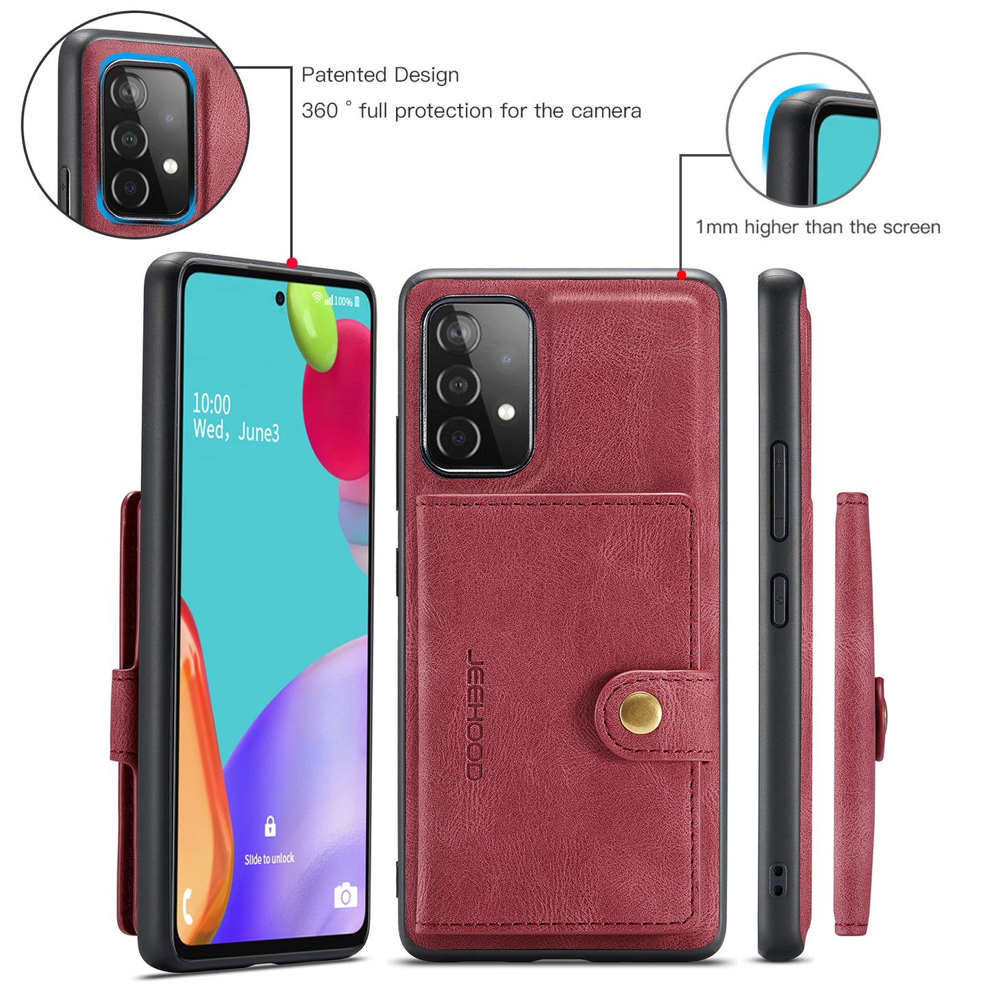 Magnetic Detachable Card Holder Galaxy A32 Case Leather Flip