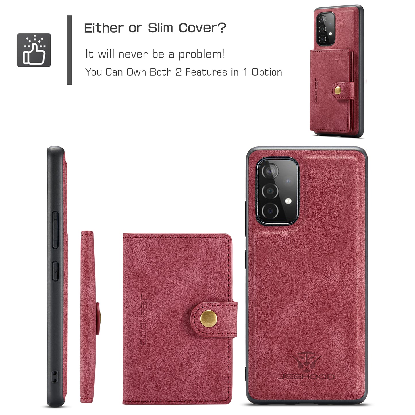 Magnetic Detachable Card Holder Galaxy A32 Case Leather Flip