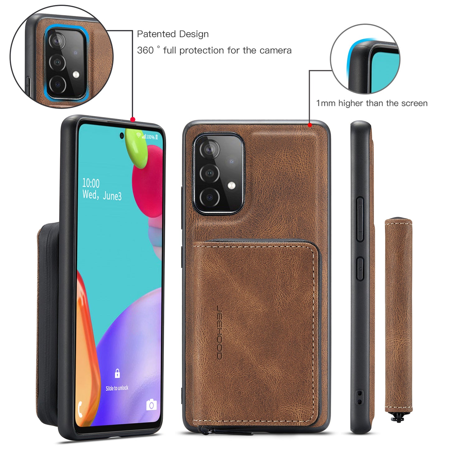 Magnetic Removable Zipper Wallet Galaxy A32 Case Leather Back