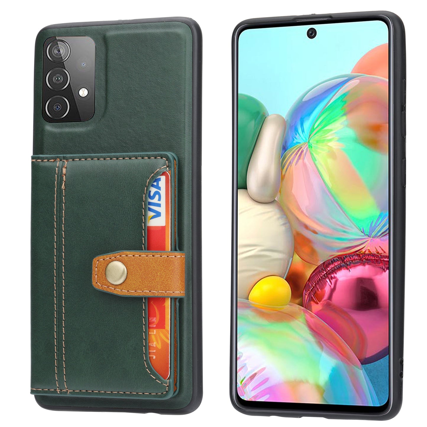 Buckle Retro Leather Galaxy A32 Case Stand Multi-card Slots