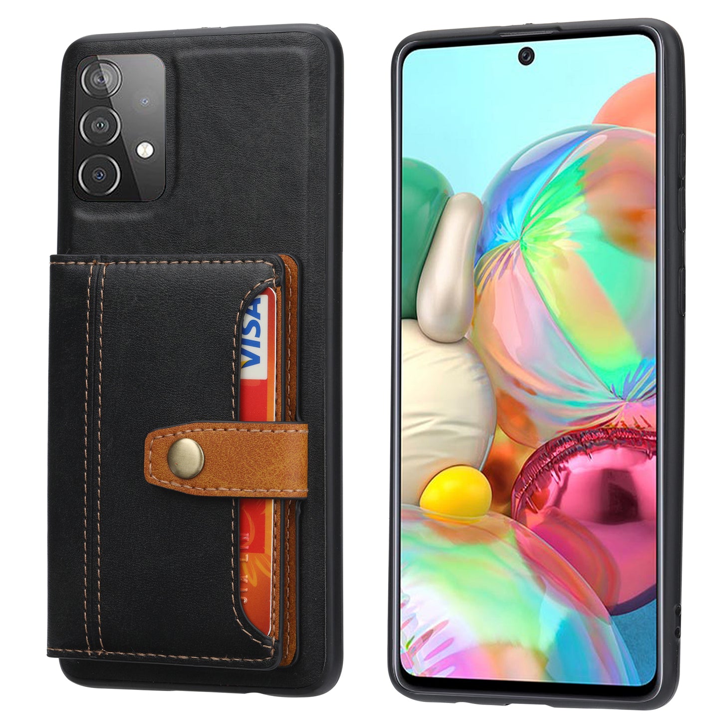 Buckle Retro Leather Galaxy A32 Case Stand Multi-card Slots