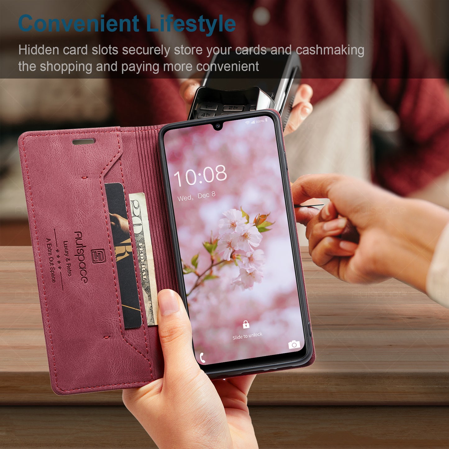 Luxury Retro Leather Galaxy A34 Case Magnetic Buckle RFID