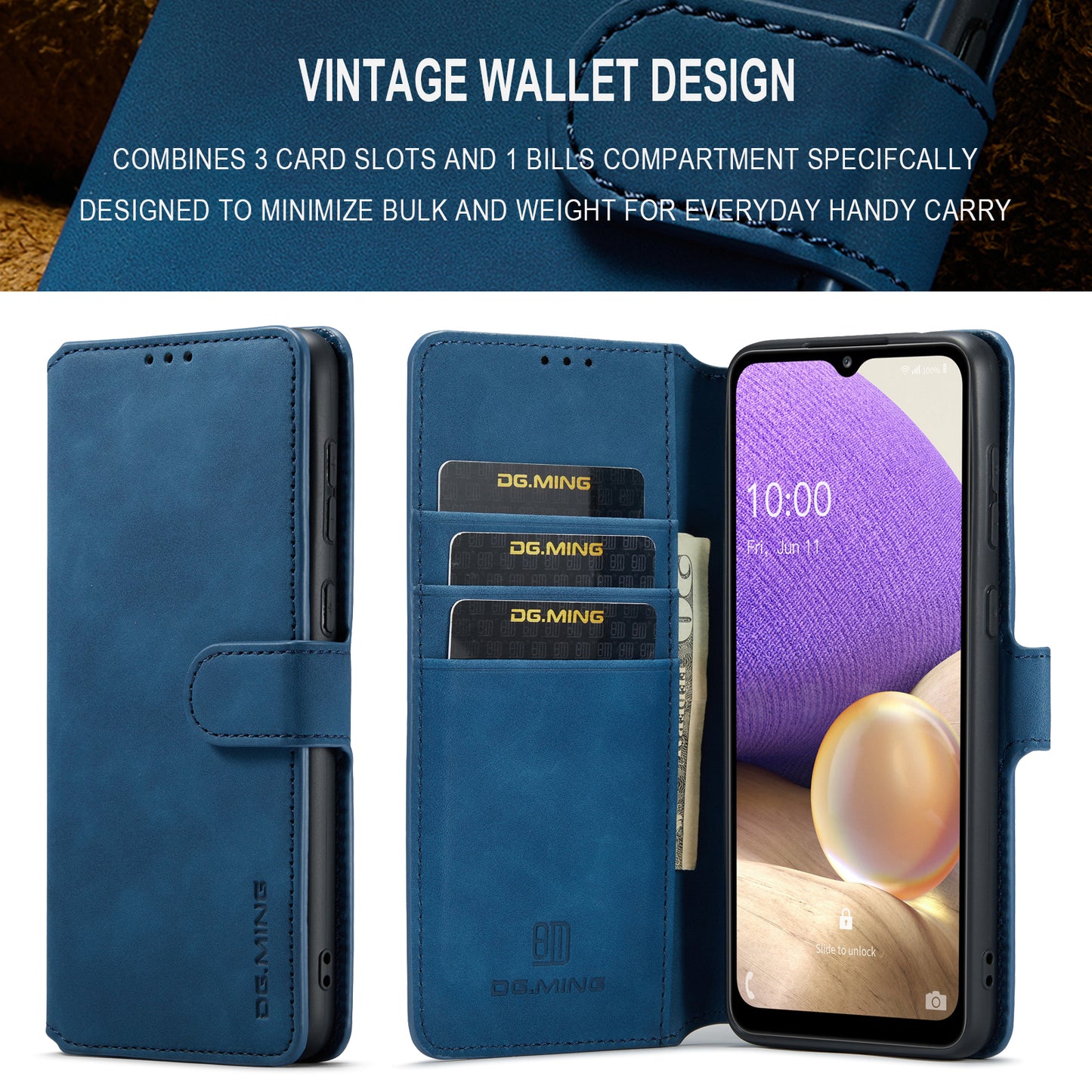 Retro Leather Edge Galaxy A33 Case with Hand Strap