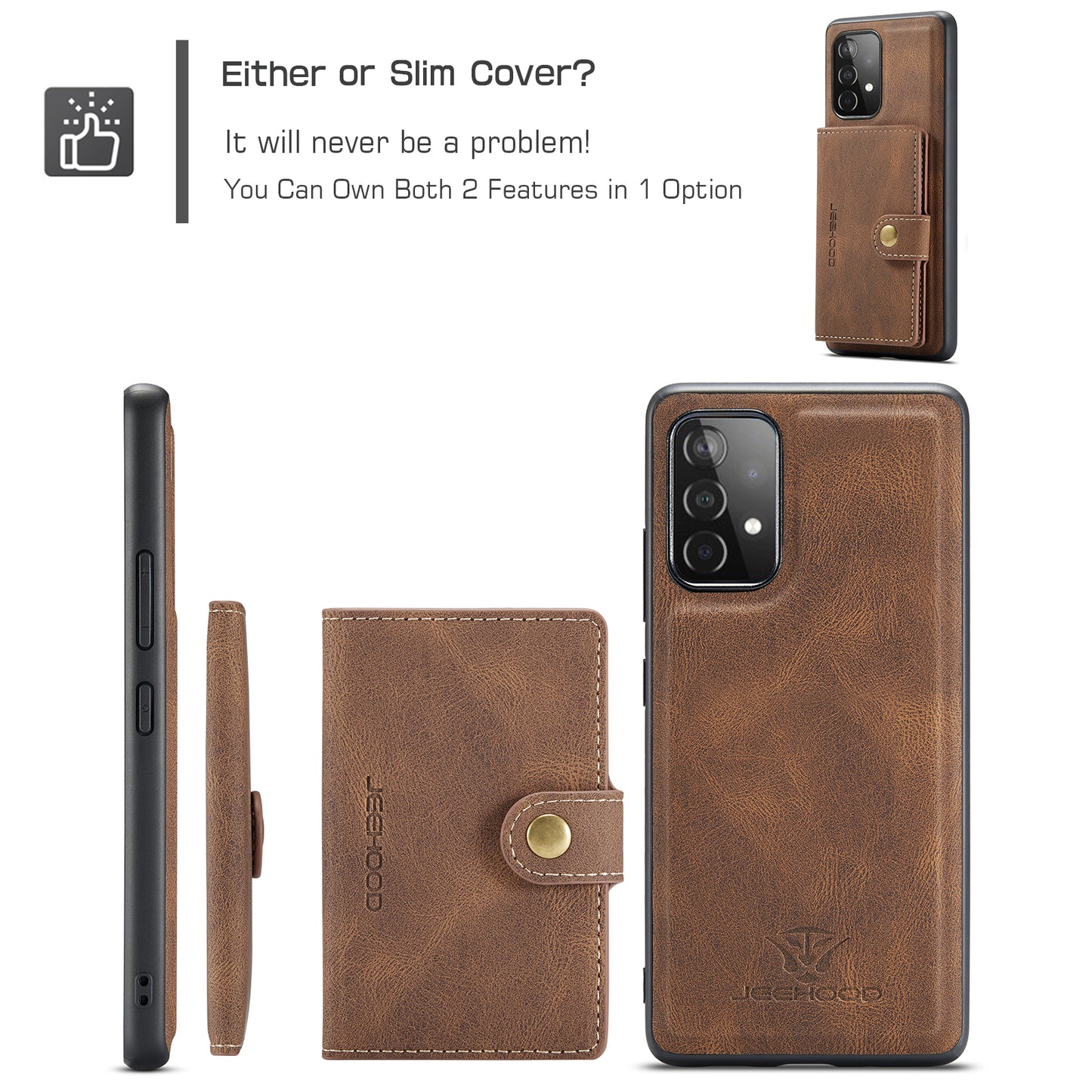 Magnetic Detachable Card Holder Galaxy A33 Case Leather Flip