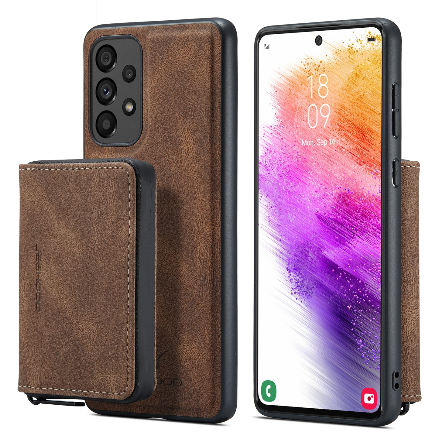 Magnetic Removable Zipper Wallet Galaxy A33 Case Leather Back